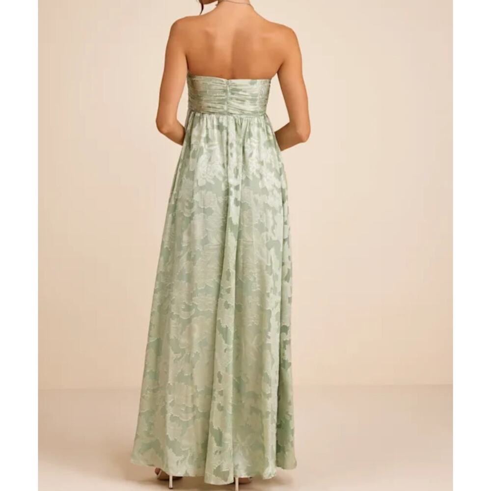 Lulus Danalia Sage Floral Burnout Strapless Maxi Dress size M Wedding Fairy New - Picture 7 of 9